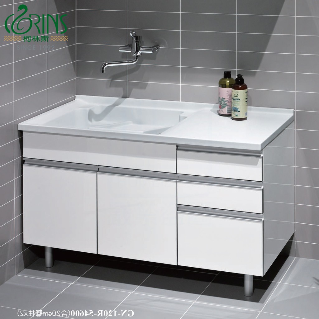 《CORINS 柯林斯》120cm 人造石洗衣槽浴櫃組 GN-120L 單槽在左 結晶鋼烤門片【都會區免運費】