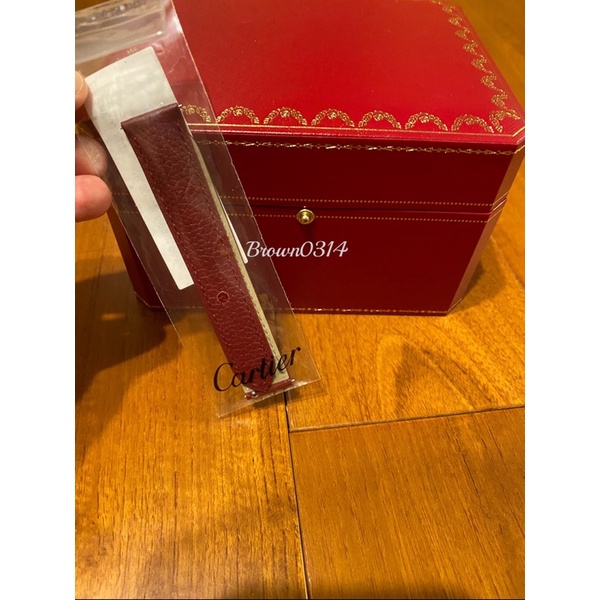 全新專櫃！Cartier tank經典酒紅牛皮錶帶