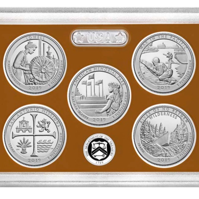 美國自然歷史 精鑄幣 5入套幣 國家公園紀念幣 硬幣 2019 25美分 美景 旅遊 二戰 戰爭 關島 塞班島 馬里亞納