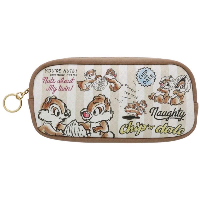 《朋友禮品》日本原裝 迪士尼 奇奇蒂蒂 松鼠 花栗鼠 鉛筆盒 筆袋 化妝包 萬用包 收納包 鉛筆盒