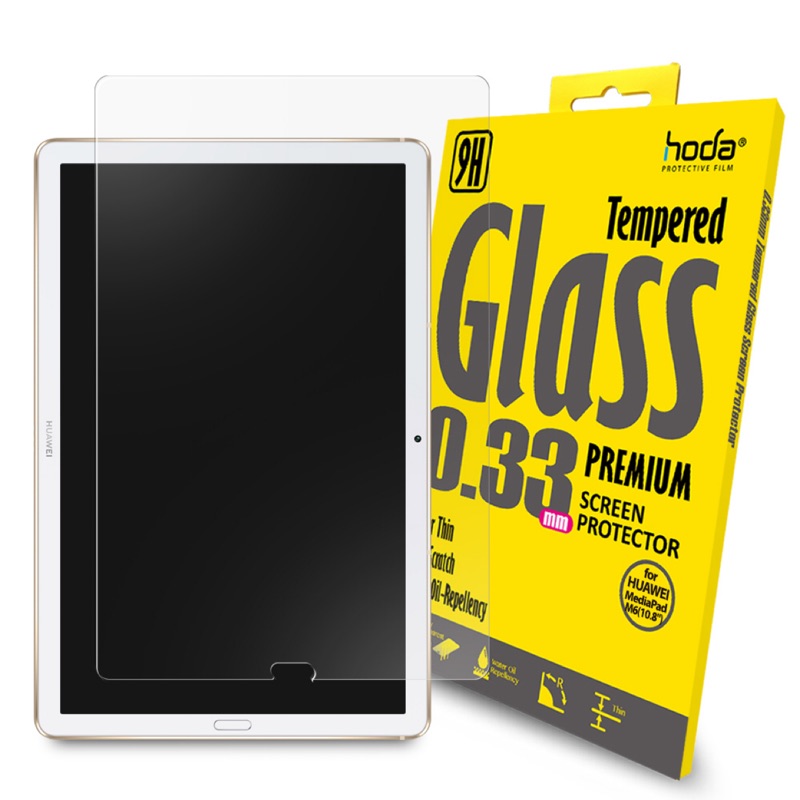 好貼 hoda【HUAWEI MediaPad M6 (10.8吋)】全透明高透光滿版9H鋼化玻璃保護貼
