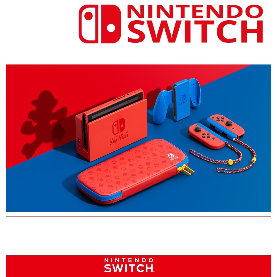 缺貨中 台灣公司貨 任天堂 Nintendo Switch 瑪利歐亮麗紅X亮麗藍 主機組合