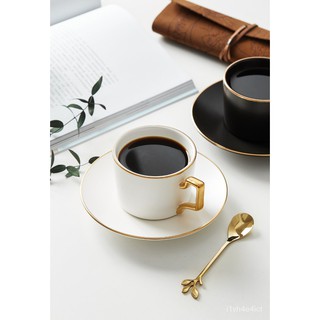 新款歐式小奢華描金咖啡杯套裝家用杯碟ins風下午茶杯子客製LOGO圖案
