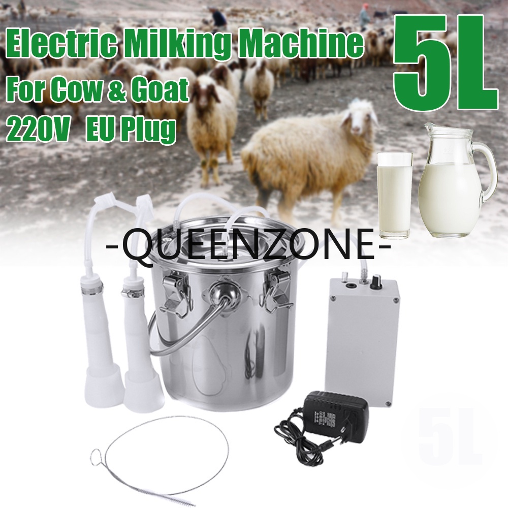 5l牛山羊綿羊擠奶器不銹鋼電動擠奶機不銹鋼桶吸真空泵家用