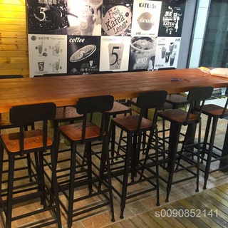 BENNY商城實木吧檯商用酒吧桌靠墻長條桌高腳凳家用定製咖啡廳吧檯桌椅組合