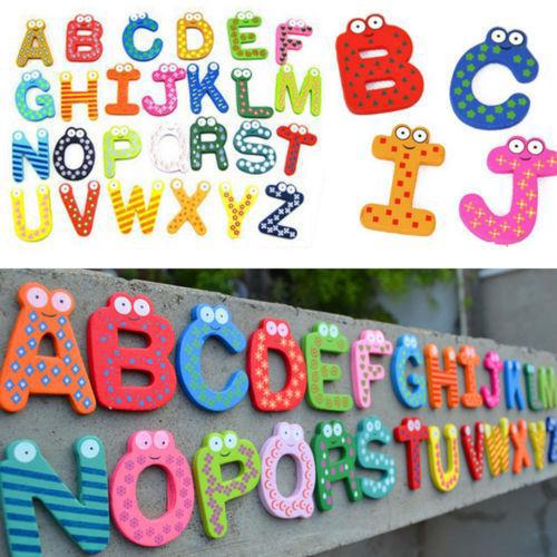 卡通木製數字 0-9 A-Z 字母字母廚房冰箱磁鐵裝飾