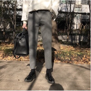 加厚磨毛九分休閒褲