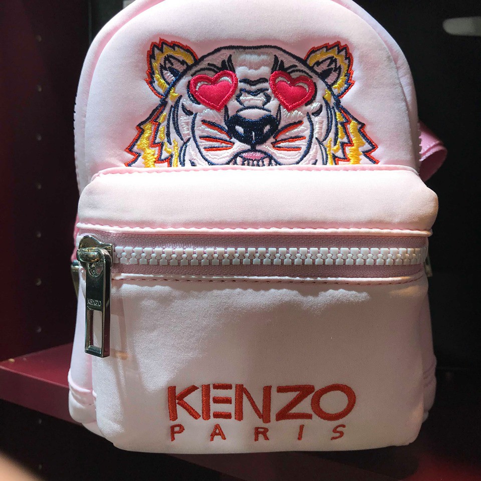 美國代購 Kenzo 中號 虎頭 愛心 尼龍 刺繡LOGO 雙肩後背包 大人小孩通用 粉色
