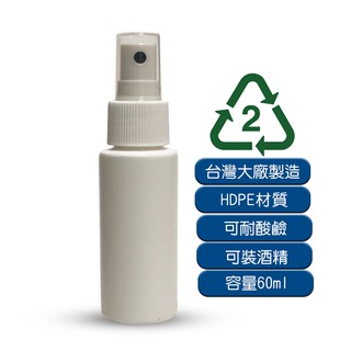 噴霧隨身瓶 高品質 HDPE 60ml 噴霧分裝 噴瓶 台灣大廠製造