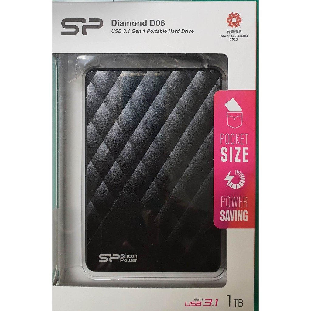 SP廣穎 Diamond D06 1TB(黑) 2.5吋行動硬碟 3年保固 黑色菱格紋