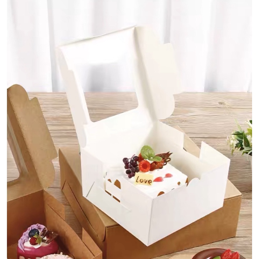 兔寶 台灣現貨快出 蛋糕盒（新款） 小6吋、4吋白色蛋糕盒 附底托 外帶盒蛋糕盒 餅乾糖果盒 禮品包裝盒 布丁蛋糕盒