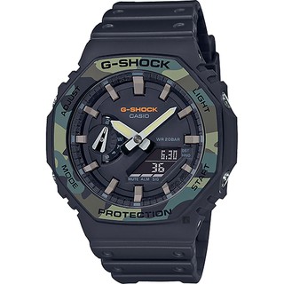 CASIO 卡西歐 G-SHOCK 農家橡樹 街頭軍事系列八角電子錶-迷彩綠 GA-2100SU-1A