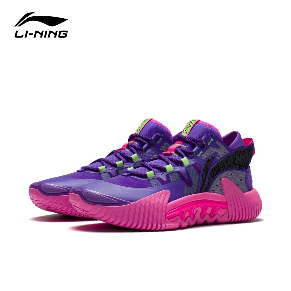 【LI-NING 李寧】反伍 BADFIVE 2 Lows 籃球鞋  螢光藍紫/螢光耀粉 ABFS003-1