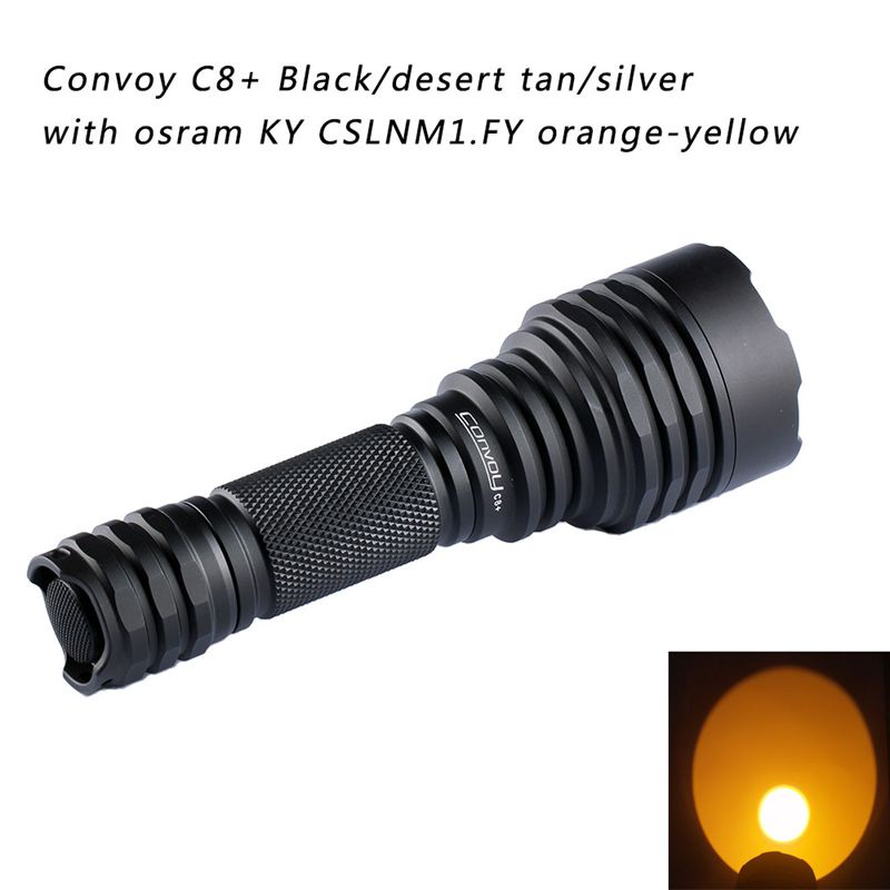 Convoy C8+ 手電筒黃燈帶歐司朗 KY CSLNM1。Fy LED橙燈戶外運動燈