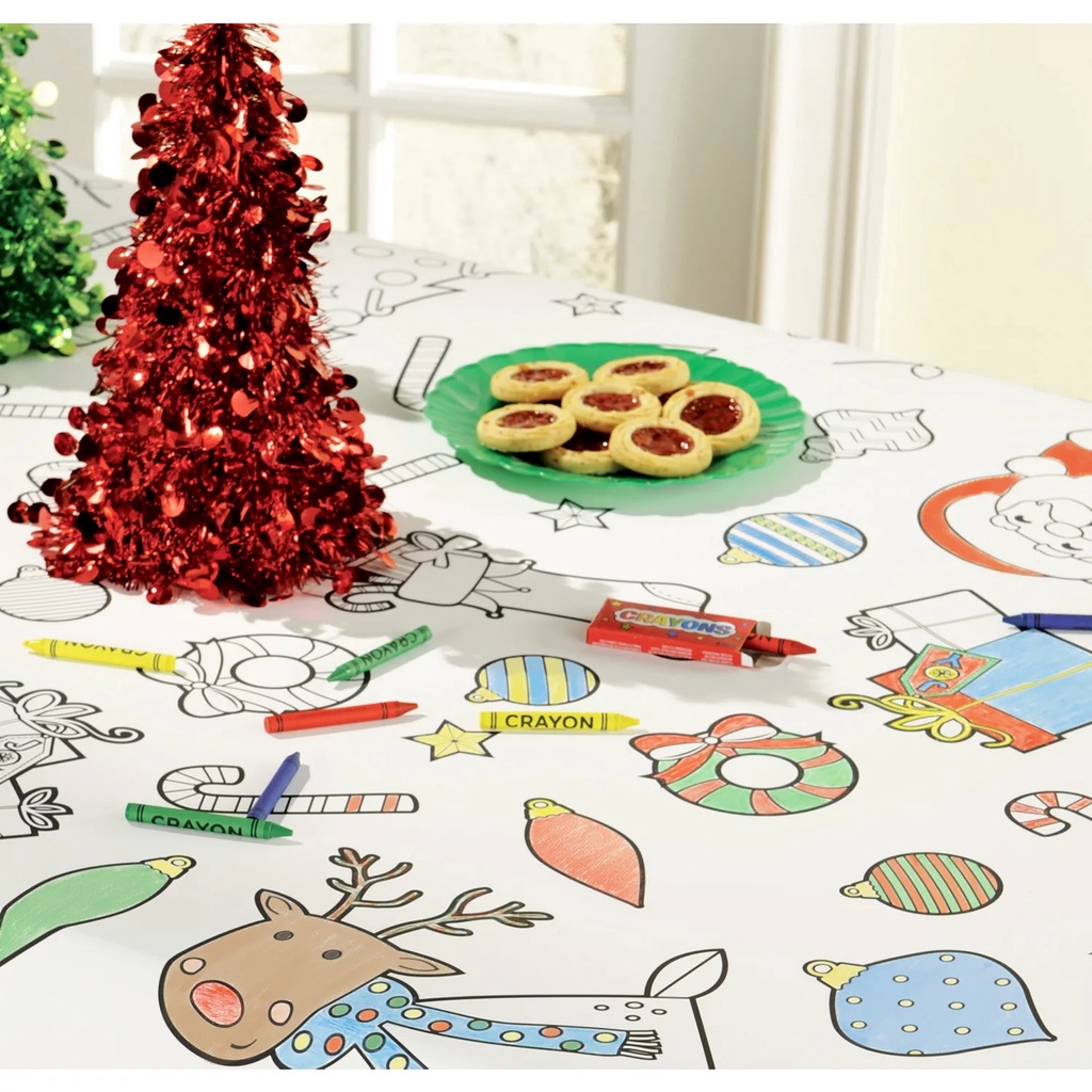 派對城 現貨 【紙桌巾-彩繪聖誕】 歐美派對 餐具 派對用品 可上色桌巾 聖誕節 聖誕佈置 彩繪桌巾 拍攝道具