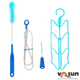 【臺灣 VOSUN】304不鏽鋼 水袋水管內膽清潔4入套裝組(水袋刷+水管刷+咬嘴刷+掛架) VO-119