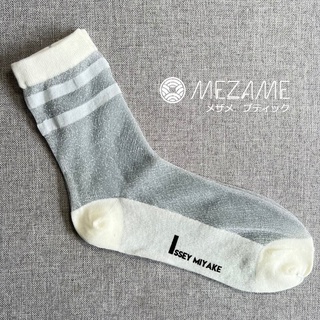 [MEZAME]日本 ISSEY MIYAKE 三宅一生 襪 薄款透膚 條紋 文創 OUTLET 特價品 B品(代購)
