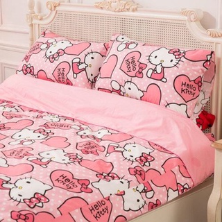 【名流寢飾】Hello Kitty 粉紅佳人 標準雙人床包組 細緻 柔順 彈性 透氣 台灣精心製造MIT