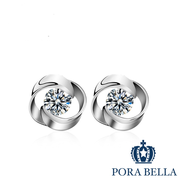 <Porabella>925純銀鋯石耳環 簡約大方 小資女必備百搭 玫瑰花狀 Earrings