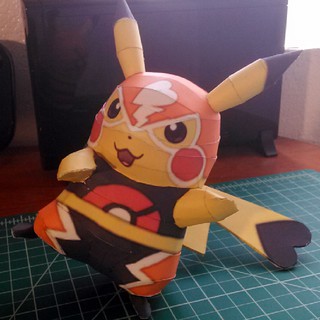 寶可夢_皮卡丘寶可拳摔角手裝 立體紙模型 手工DIY 3D 摺紙 折紙 折一折 紙製品 動漫 ACG 口袋妖怪 神奇寶貝