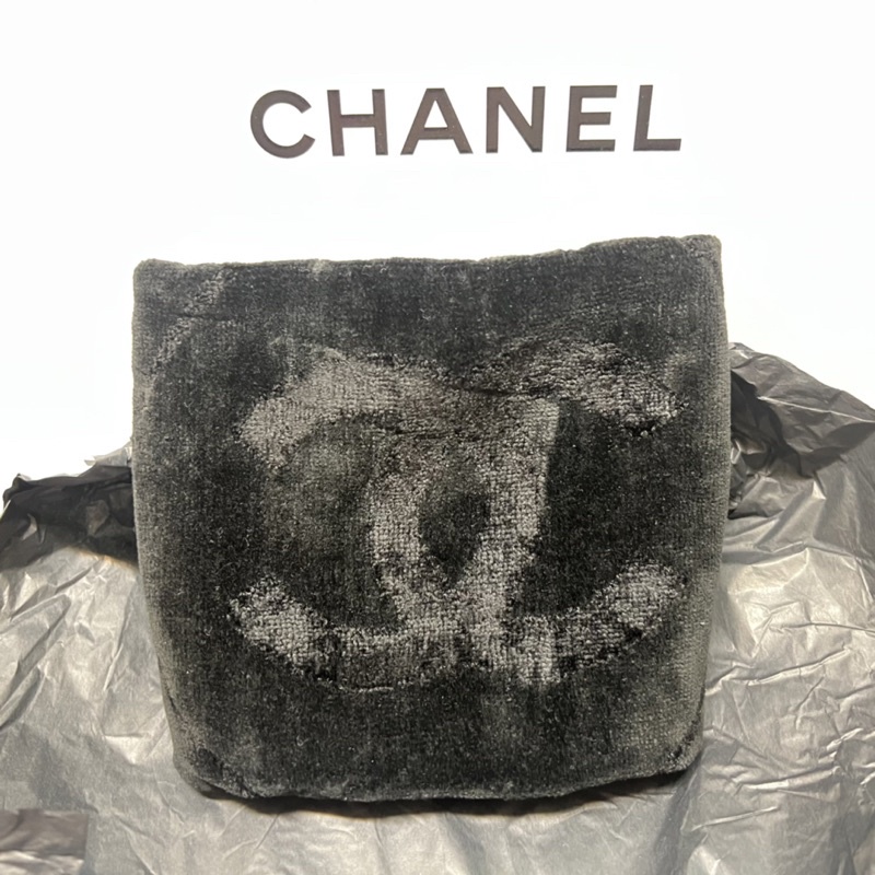 Chanel 香奈兒 黑色CC LOGO 毛巾