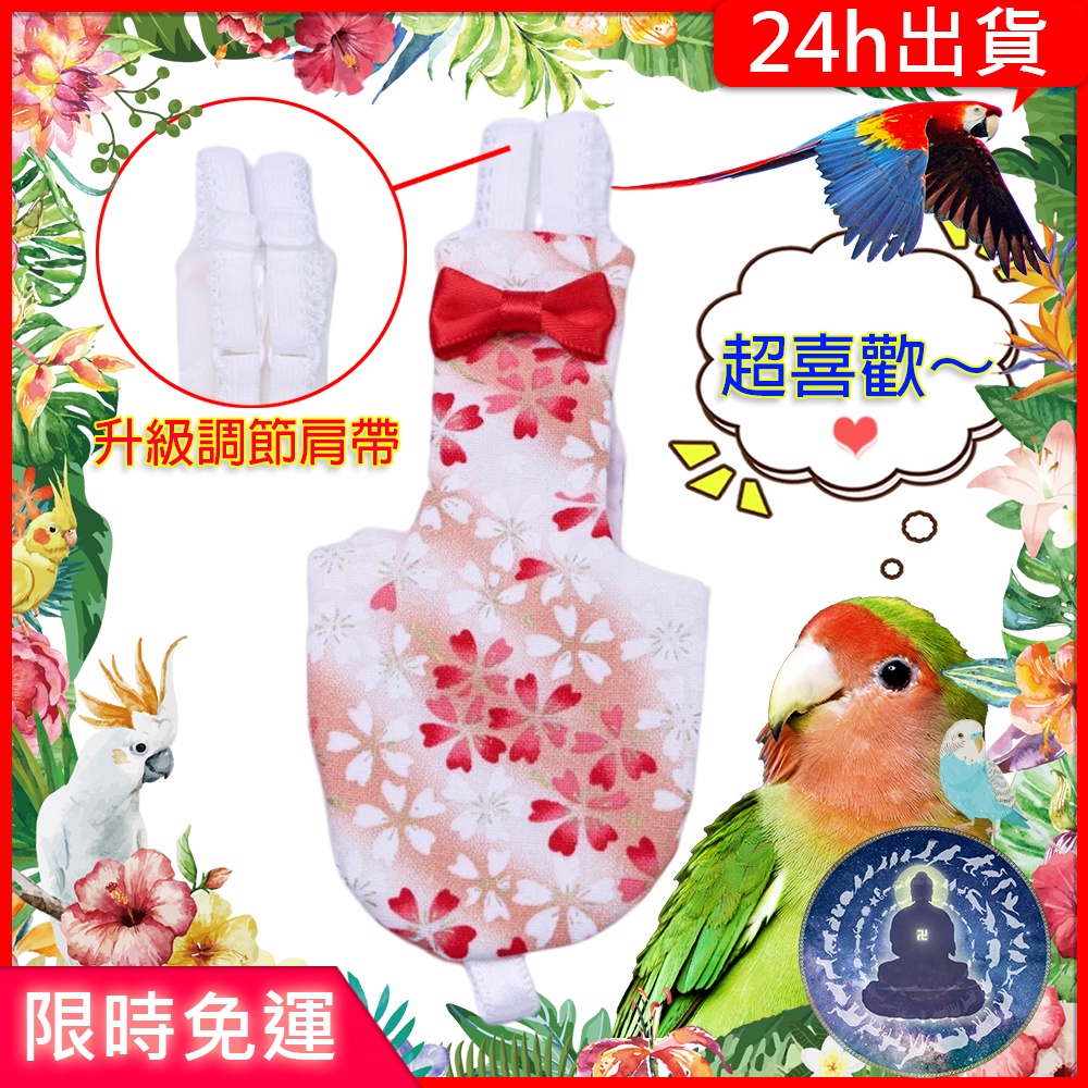 【寵物覺醒24h出貨】可調整鸚鵡衣服鳥衣服尿布衣屎兜鸚鵡玄鳳和尚虎皮折衷金輪凱克橫斑牡丹太平洋折衷灰鸚鵡巴丹小鸚櫻花