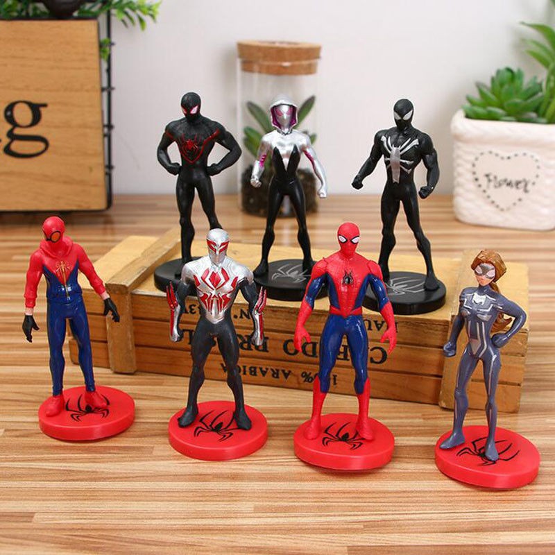 特價！漫威Spider-man 7款一套 手辦/公仔 蜘蛛人：英雄歸來-平行宇宙 玩具/模型/人偶 蛋糕裝潢7pcs