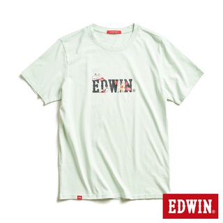 EDWIN 網路獨家 運動插畫LOGO短袖T恤(淺綠色)-中性款