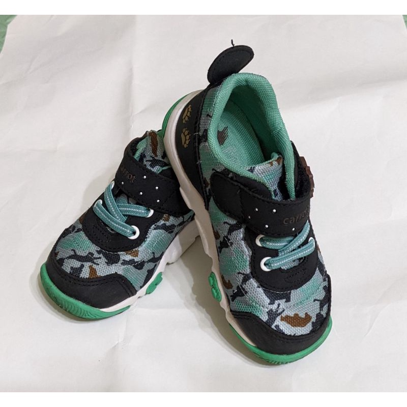 ★二手★  日本Moonstar 月星 16cm 機能童鞋 Carrot-2E 公園野遊趣系列 迷彩黑灰色 學步鞋
