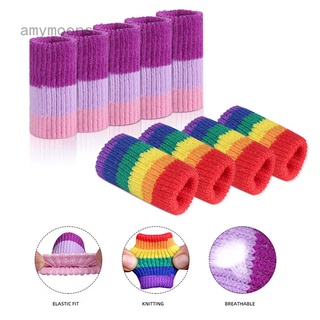 Amymoons 10pcs 新款彩虹手指套 舒適透氣關節保護套 運動護具籃球羽毛球尼龍護指套
