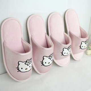 家居拖鞋春秋女士居家鞋平底室內拖鞋防滑地板靜音粉色hellokitty