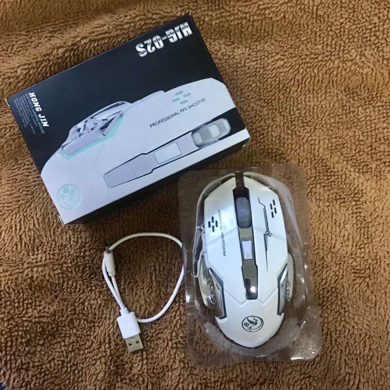 HONG JIN宏晉 USB充電 靜音 無線滑鼠-白色（二手）（不二價）（不接受面交）