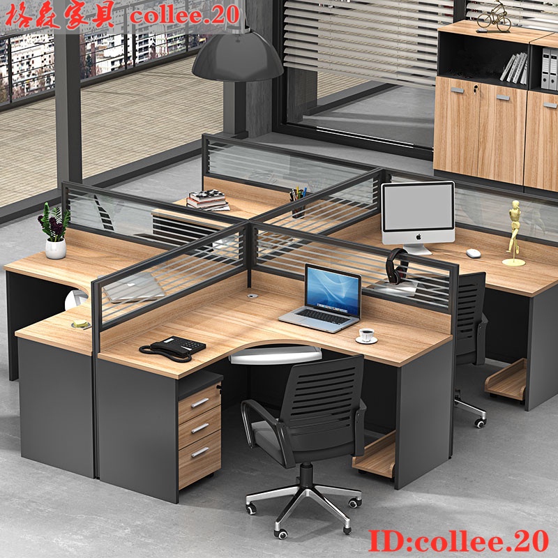 【格森家具】精品上新免運屏風辦公桌4人桌椅組合簡約現代L型職員桌68人卡位隔斷辦公室工位