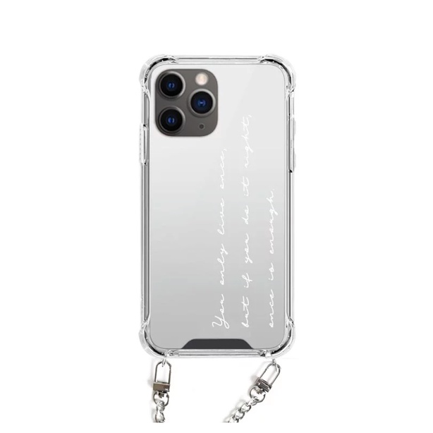 【現貨】【APEEL】人生只有一次 鏡面古巴鏈背帶防摔保護殼 iPhone 15 14 13 Pro Max