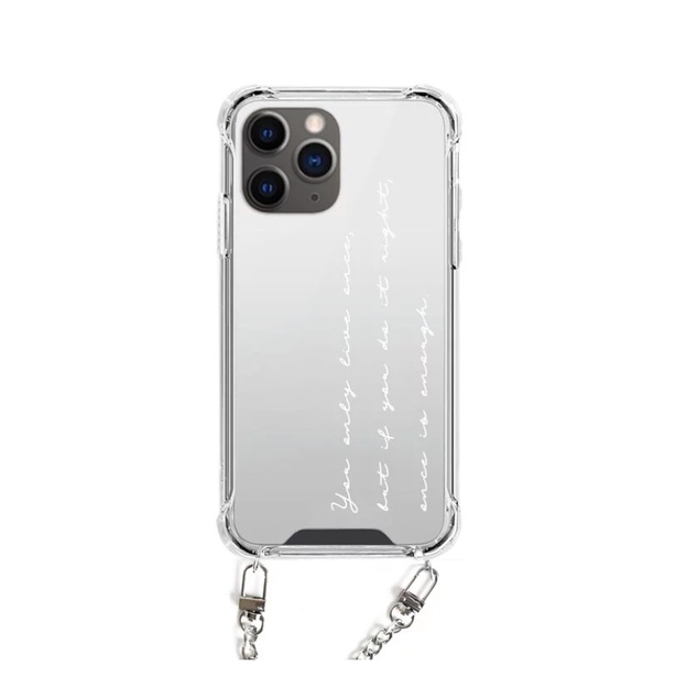 【現貨】【APIOU】人生只有一次 鏡面古巴鏈背帶防摔保護殼 iPhone 15 14 13 Pro Max