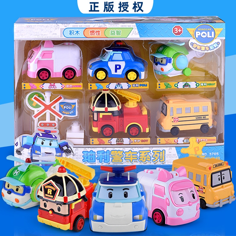 禾子 現貨poli正版卡通慣性車q版珀利警車兒童汽車警察車套裝 蝦皮購物