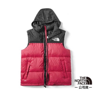 【美國 The North Face】ICON 熱賣款 經典配色透氣保暖鵝絨背心(亞洲版型) 496T-682 黑紅 V