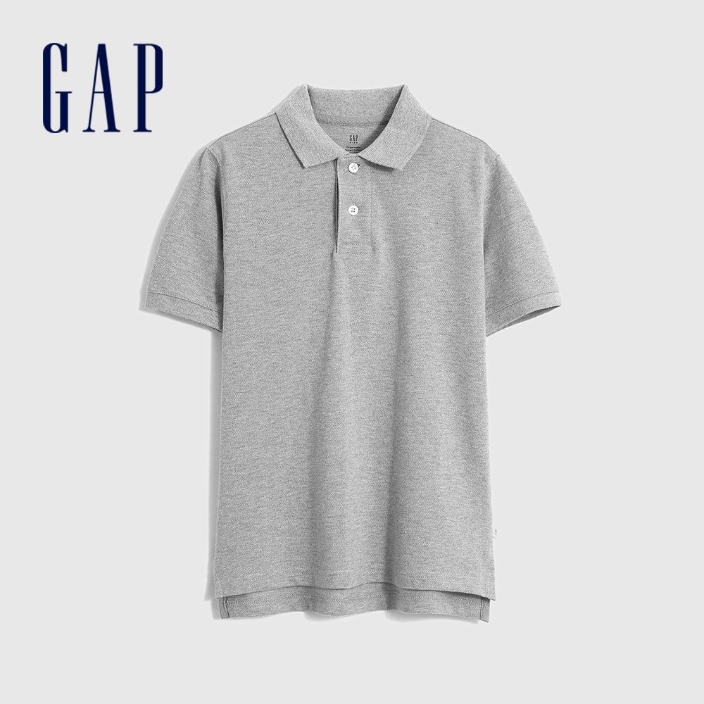 Gap 男童裝 網布短袖POLO衫-淺灰色(763889)