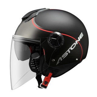 瀧澤部品 法國 ASTONE CJ500 半罩安全帽 LL10 平光黑紅 內藏墨片 透氣舒適 小帽體 輕量 內襯可拆