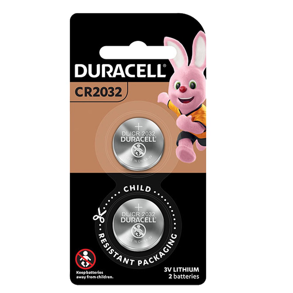 【DURACELL 金頂】 鈕扣型鋰電池 CR2032 3伏特 2入裝(台灣總代理)