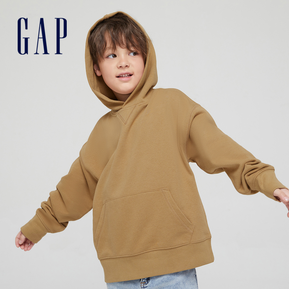 Gap 男童裝 簡約帽T-淺咖色(903477)