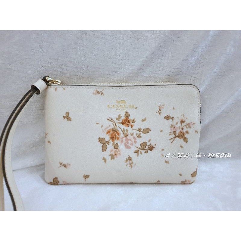 Coach 限量 碎花LOGO PVC皮革L型拉鍊手拿包