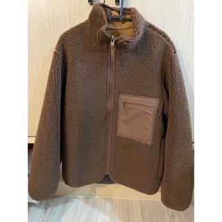 uniqlo u uq 羊羔絨 羔羊毛拉鍊 毛絨刷毛雙面外套 咖啡可可巧克力色駝棕色2000136056849