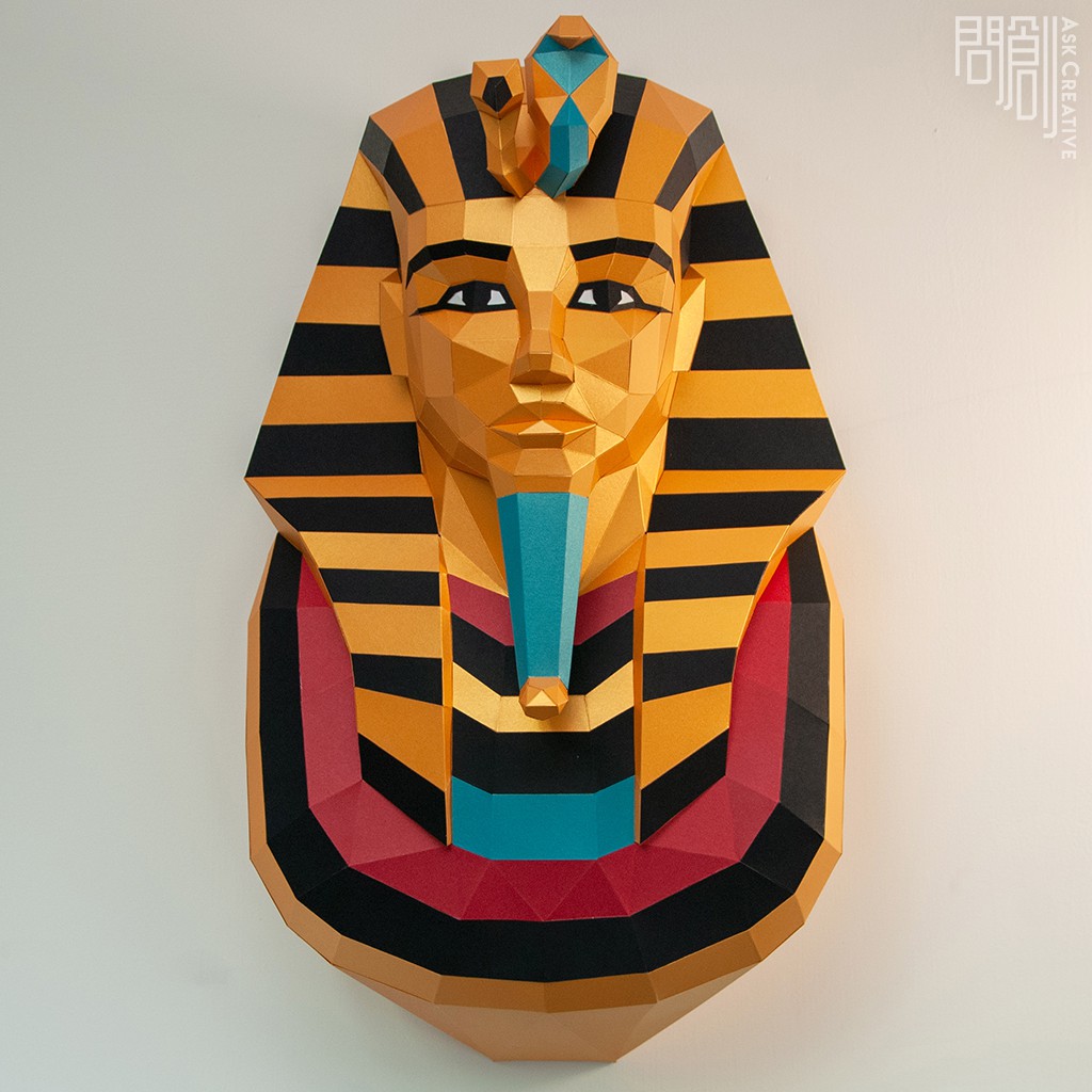 問創設計 DIY手作3D紙模型 禮物  擺飾 神秘 埃及 神 奇幻系列 - 圖坦卡門黃金面具