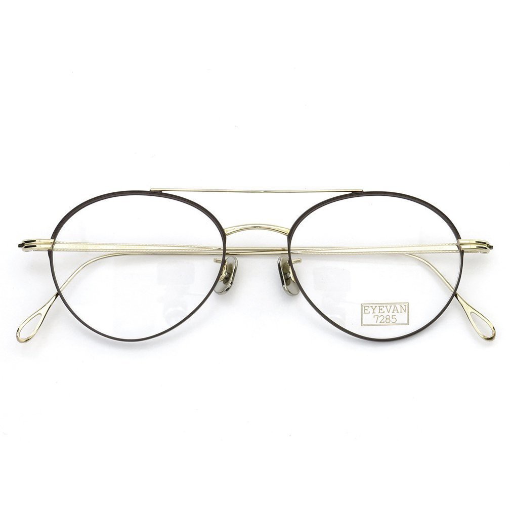 日本 EYEVAN7285 眼鏡 139 8070 (棕/金) 復古雙槓 光學鏡框【原作眼鏡】