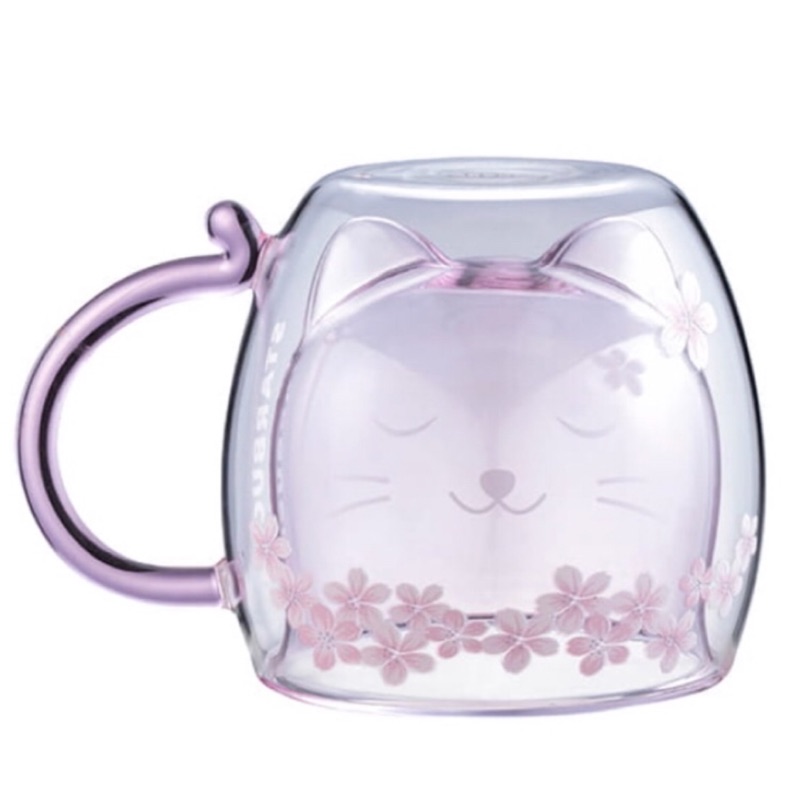 星巴克 櫻花🌸貓咪 雙層玻璃杯（全新品）