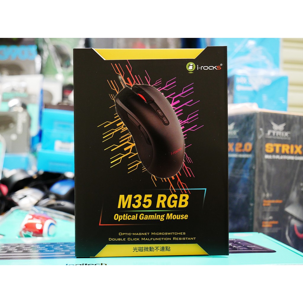 【本店吳銘】 艾芮克 i-rocks M35 RGB 光磁微動滑鼠 快速明確無接點耗損 遊戲 電競 滑鼠 2年保固