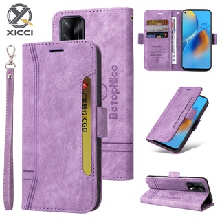 XICCI適用於OPPO A74 A54 A93 A74 A95 A94 5G皮革TPU錢包保護套帶磁性卡槽手机殼
