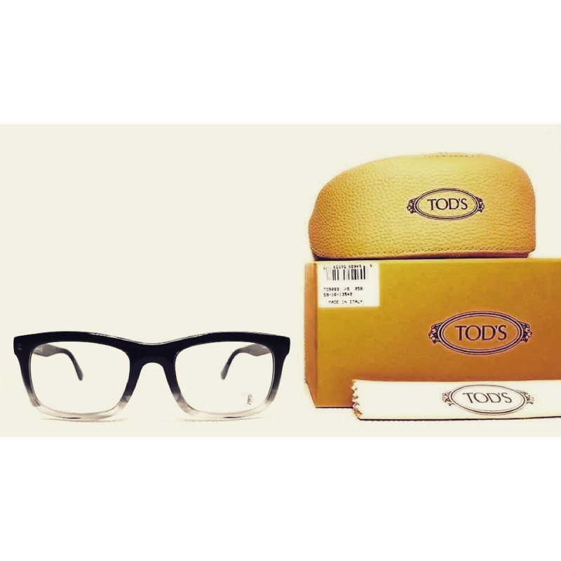 Tod’s黑灰透明漸層眼鏡，亞洲版加高鼻墊，附原廠防塵盒及原廠眼鏡盒