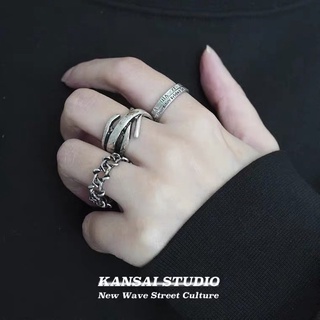 KANSAI三件套羅馬復古做舊戒指嘻哈ins時尚個性小眾設計開口指環